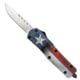 CobraTec Knives FS-3 Medium OTF Automatic Folding Knives, 3in, D2 Steel, Drop Point Non-Serrated Blade, Aluminum, Cerakote/Texas Flag Handle, MCTXFS-3DNS