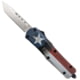 CobraTec Knives FS-3 Medium OTF Automatic Folding Knives, 3in, D2 Steel, Tanto Non-Serrated Blade, Aluminum, Cerakote/Texas Flag Handle, MCTXFS-3TNS