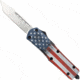CobraTec Knives FS-3 Medium OTF Automatic Folding Knives, 3in, D2 Steel, Tanto Non-Serrated Blade, Cerakote/Usa Flag, MCUSAFS-3TNS
