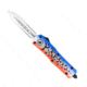 CobraTec Knives FS-3 Medium OTF Automatic Folding Knives, 3in, D2 Steel, Dagger 2 Side Serrated Blade, Cerakote/Lure Blue Handle, MFLBLUFS-3DAG2SS