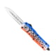 CobraTec Knives FS-3 Medium OTF Automatic Folding Knives, 3in, D2 Steel, Dagger 2 Side Serrated Blade, Cerakote/Lure Blue Handle, MFLBLUFS-3DAG2SS