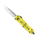 CobraTec Knives FS-3 Medium OTF Automatic Folding Knives, 3in, D2 Steel, Drop Serrated Blade, Cerakote/Don'T Tread On Me Handle, MDTOMFS-3DS