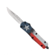 CobraTec Knives FS-3 Medium OTF Automatic Folding Knives, 3in, D2 Steel, Drop Serrated Blade, Cerakote/Tx Flag Handle, MCTXFS-3DS