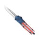 CobraTec Knives FS-3 Medium OTF Automatic Folding Knives, 3in, D2 Steel, Drop Serrated Blade, Cerakote/Usa Flag Handle, MCUSAFS-3DS