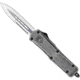 CobraTec Knives FS-3 Medium OTF Automatic Folding Knives, 3in, D2 Steel, Dagger 1 Sided Serrated Blade, Stonewash Aluminum Handle, MSWFS3DAG1SS