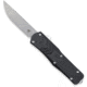 Open Box, Dealer Demo, CobraTec Knives Medium FS-X Gen II OTF Automatic Folding Knife, 3in, Stonewashed D2 Steel, Drop Point, Non-Serrated Blade, Aircraft Aluminum, Black Handle, MBLKFS-XGEN2DNS-DMO
