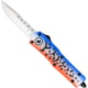 CobraTec Knives FS-3 Medium OTF Automatic Folding Knives, 3in, D2 Steel Blade, Dagger Plain Blade, Blue Fishing Lure Handle, MFLBLUFS3DAGNS
