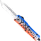 CobraTec Knives FS-3 Medium OTF Automatic Folding Knives, 3in, D2 Steel, Tanto Non-Serrated Blade, Cerakote/Lure Blue Handle, MFLBLUFS-3TNS