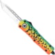 CobraTec Knives FS-3 Medium OTF Automatic Folding Knives, 3in, D2 Steel, Tanto Non-Serrated Blade, Aluminum, Cerakote/Lure Green Handle, MFLGNFS-3TNS