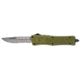 CobraTec Knives CTK-1 Medium OTF Automatic Folding Knife, 3in, D2 Steel, Drop Serrated, Zinc Aluminum Alloy OD Green Handle, MODCTK1MDS