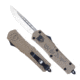 CobraTec Knives FS-3 Medium OTF Automatic Folding Knives, 3in, D2 Steel Blade, Drop Point Plain Blade, Tan Cerakoted Aluminum Handle, MWTPFS-3DNS
