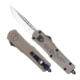 CobraTec Knives FS-3 Medium OTF Automatic Folding Knives, 3in, D2 Steel Blade, Drop Point Plain Blade, Aluminum, Tan Cerakoted/Sand Handle, MWTPFS-3DNS