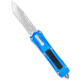 CobraTec Knives Queen Cobra Automatic Folding Knife, 3.13in, D2 Steel Blade, Tanto Plain Blade, Blue Aluminum Handle w/Carbon Fiber Inlay, BLUQCTNS
