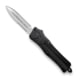 CobraTec Knives CTK-1 Small OTF Automatic Folding Knife, 2.75in, D2 Steel, Dagger 1 Side Serrated Blade, Black Handle, SBCTK-1SDAG1SS