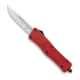 CobraTec Knives CTK-1 Small OTF Automatic Folding Knife, 2.75in, D2 Steel, Drop Non-Serrated Blade, Red Handle, SRCTK-1SDNS