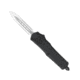 CobraTec Knives FS-3 Small OTF Automatic Folding Knife, 2.75in, D2 Steel, Dagger 2 Side Serrated Blade, Black Handle, SBFS-3DAG2SS