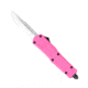 CobraTec Knives Small FS-3 OTF Knife, 2.75in, D2 Steel, Drop Non-Serrated Blade, Pink Handle, SPKFS-3DNS