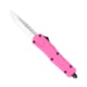 Open Box, Dealer Demo, CobraTec Knives Small FS-3 OTF Knife, 2.75in, D2 Steel, Drop Non-Serrated Blade, Pink Handle, SPKFS-3DNS