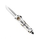 CobraTec Knives FS-3 Small OTF Automatic Folding Knife, 2.75in, D2 Steel, Drop Serrated Blade, Cerakote/Come And Take It Handle, SCATIFS-3DS