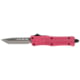 CobraTec Knives CTK-1 Small OTF Automatic Folding Knife, 2.75in, D2 Steel, Tanto Not Serrated Blade, Pink Handle, SPKCTK1STNS