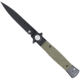 CobraTec Knives Stiletto Button Lock Folding Knife, 4 in, VG10 Steel, Spear Point Blade, G10, OD Green/Black Handle, CTSTLBLG10ODGBLK