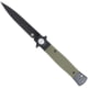 CobraTec Knives Stiletto Button Lock Folding Knife, 4 in, VG10 Steel, Spear Point Blade, G10, OD Green/Black Handle, CTSTLBLG10ODGBLK