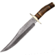 Colt Bandit Bowie Damascus Fixed Blade Knife, 9.875in, Long Clip Point, Round Stag/Brown Leather Stacked Handle CT823D