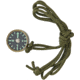 Combat Ready Compass With Neck Lanyard, 3/4in Diameter, Antique Brass Casing, Fluorescent Green Glow-In-The Dark Markings, OD Green Nylon Cord Lanyard, J20