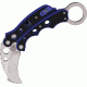Combat Ready Karambit Blue Folding Knife, 2in, Modified Stainless Tanto, Black G10 Handle CBRBB01