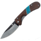 Condor Blue River Hunter Linerlock Folding Knife, 3 natural 440C stainless blade, Walnut handle with Reconstituted turquoise inlay, CTK2828-3-4C