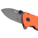 CRKT Squid Compact Assisted Opening Folding Knife, 1.75in, D2, Drop Point, Orange Stainless Steel Handle, 2486