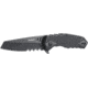 CRKT LOCKING LINER WITH BLADE FLIPPER, Compact Tanto, Flat Top Serrations, Black and Gray, 3.25 R1706K