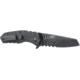CRKT LOCKING LINER WITH BLADE FLIPPER, Compact Tanto, Flat Top Serrations, Black and Gray, 3.25 R1706K