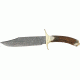 Damascus Bowie Fixed Knife, 11 1/2in, damascus Steel Blade, Stag Handle with brass finger guard and pommel DM1009