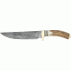 Damascus Bowie Fixed Knife, 13 1/4in, damascus Steel bowie Blade with filework on spine, Stag Handle with brass finger guard and pommel DM1006