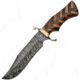 Damascus Bowie Wood Knife, 7 Damascus steel clip point blade, Checkered wood handle, DM-1221