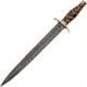 Damascus Braided Damascus Sword, 14.5 unsharpened Damascus steel blade, Braided olive and walnut wood handle, DM-5020
