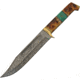 Damascus Burnt Bone Bowie Knife, 8 Damascus steel bowie blade, Burnt bone and turquoise handle, DM-1256