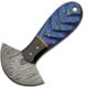 Damascus Cutter Colorwood Fixed Blade Knife, 1.00 in, Damascus Steel, Ulu Blade, Blue Sculpted Pakkawood Handle, DM1298BL