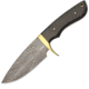 Damascus Hunter Horn Handle Fixed Blade Knife, 4.5in, Damascus Steel, Black, Horn Handle, DM1089HN
