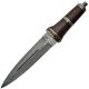 Damascus Dirk Wood Handle Knife - 14.25in OAL