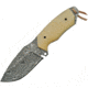 Damascus Fixed Blade Hunter Fixed Blade Knife, 3.5in, Damascus Steel, Standard Edge, Drop Point, White, Bone Handle DM1128BO