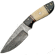 Damascus Fixed Blade White Bone Fixed Blade Knife, 9in, 3.625in, Damascus Steel, White, Smooth Bone Handle DM1085