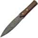 Damascus Flint Spear Hunter Knife, 12in Overall, 6.75in Double Edge Damascus Steel Spear Point Blade, Brown Wood Handle, Brown Leather Sheath, DM-1201