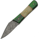 Damascus Green Bone Skinner Knife, 3.25 Damascus steel blade, Camel bone and green wood handle, DM-1258GN