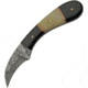 Damascus Hook Hunter Horn/Bone Knife, 2.5 Damascus steel curved blade, Buffalo horn and camel bone handle, DM-1260HN