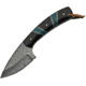 Damascus Hunter Turquoise Knife, 3 Damascus steel blade, Black synthetic and turquoise handle, DM-1233BK
