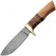 Damascus Hunter Wood/Leather Handle Fixed Blade Knife, 4.75in, Damascus Steel, Olive Wood Handle DM1100