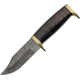 Damascus Leather Hunter Knife, 4.75 Damascus steel clip point blade, Stacked leather handle, DM-1222