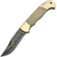 Damascus Lockback Bone Folding Knife, 3.25in Damascus Steel Clip Point Blade, White Smooth Bone, DM-1162BO